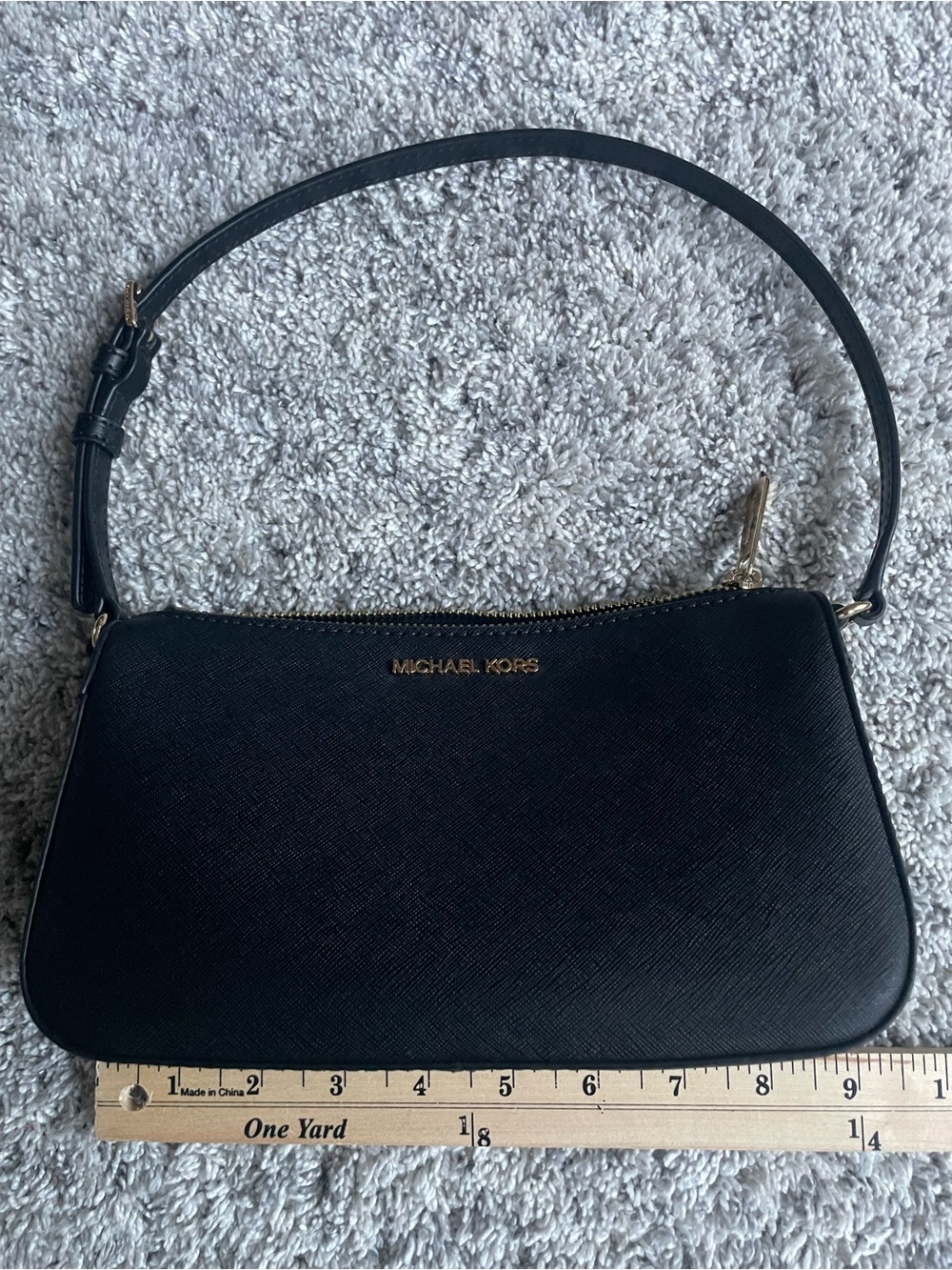 Michael Kors Black Leather Wristlet Shoulder Pouchette